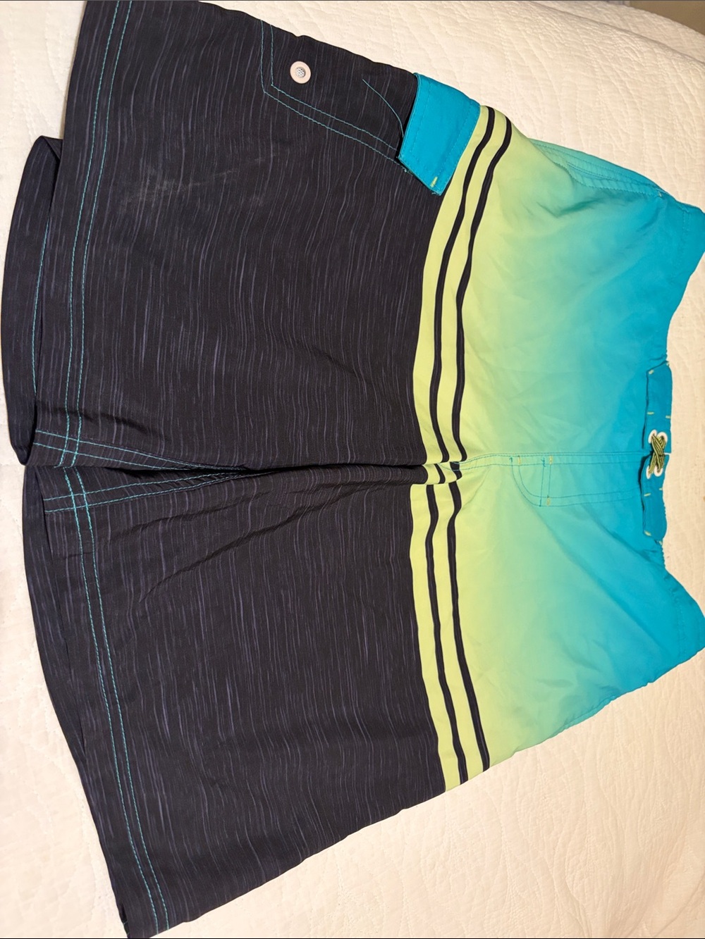 wonder nation Blue and Lime Boys Swim Trunks